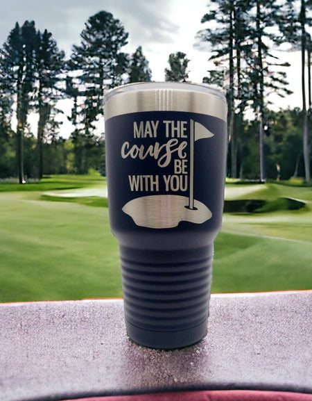 May the Course be With You - Golf Engraved 30oz Navy Polar Camel Tumbler - Sunny Box