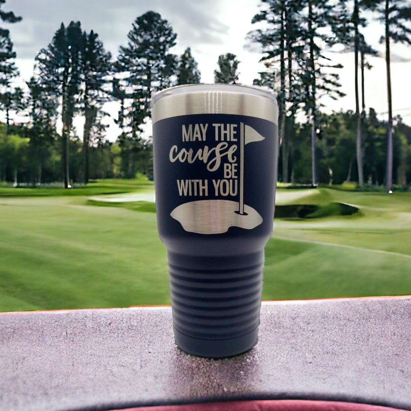 May the Course be With You - Golf Engraved 30oz Navy Polar Camel Tumbler - Sunny Box