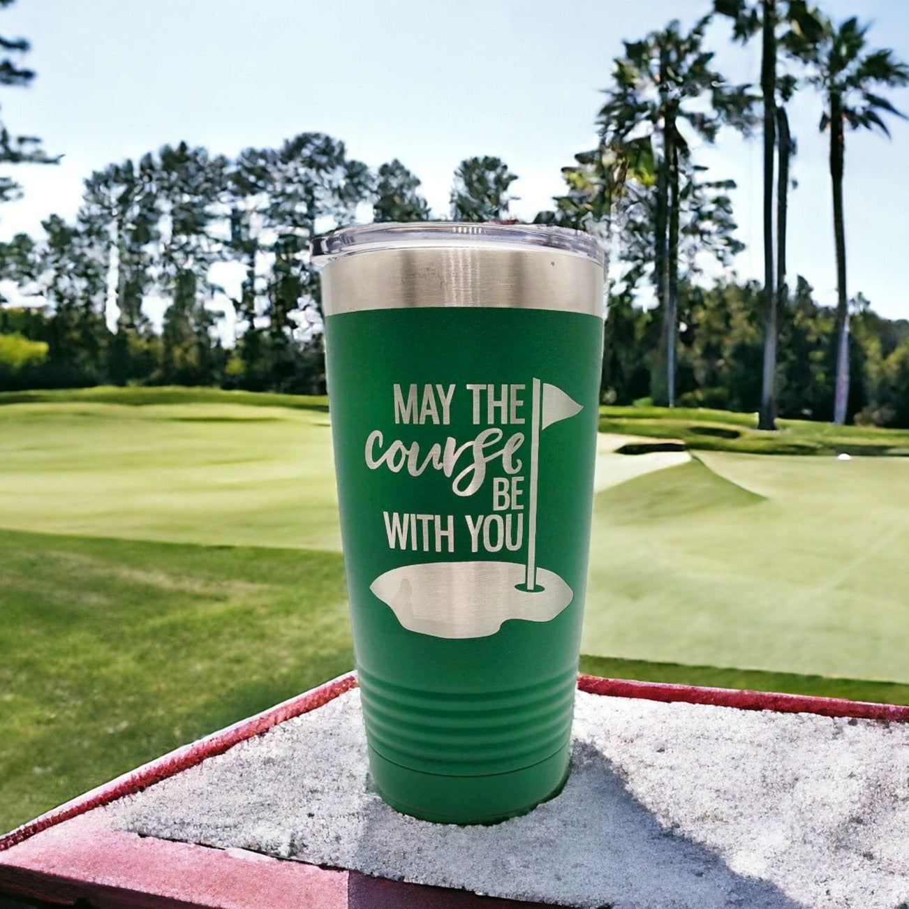 May the Course be With You - Golf Engraved 20oz Green Polar Camel Tumbler - Sunny Box