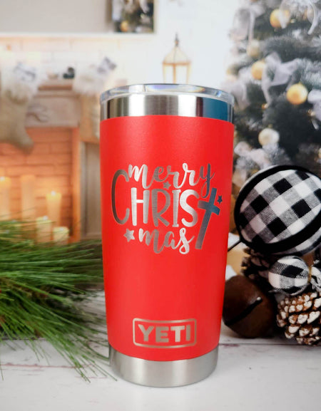 Merry Christmas Cross - Christmas Engraved YETI Tumbler