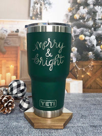 Merry & Bright - Christmas Engraved YETI Tumbler