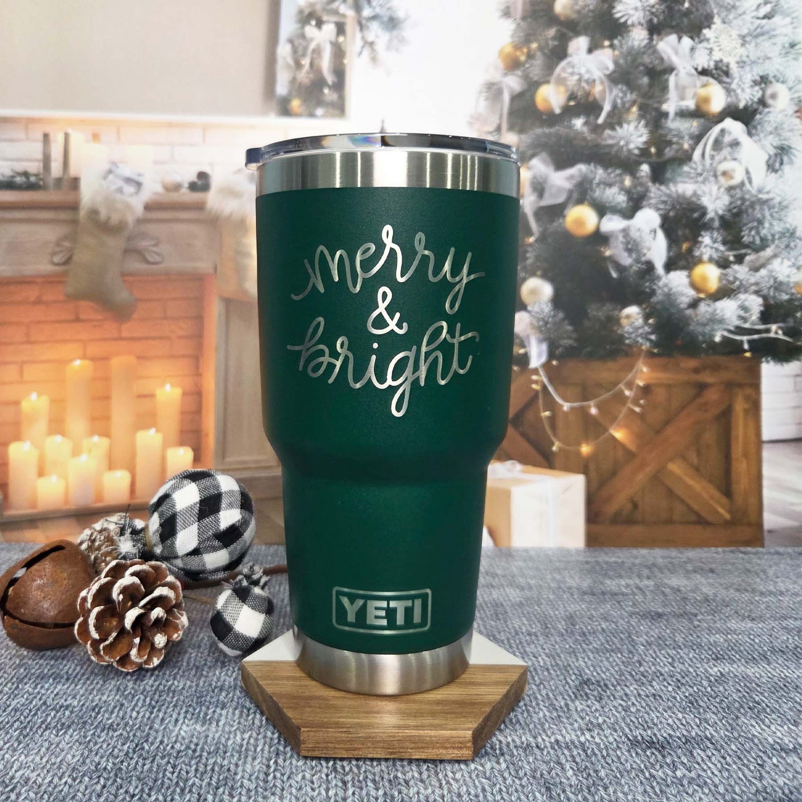 Merry & Bright - Christmas Engraved YETI Tumbler