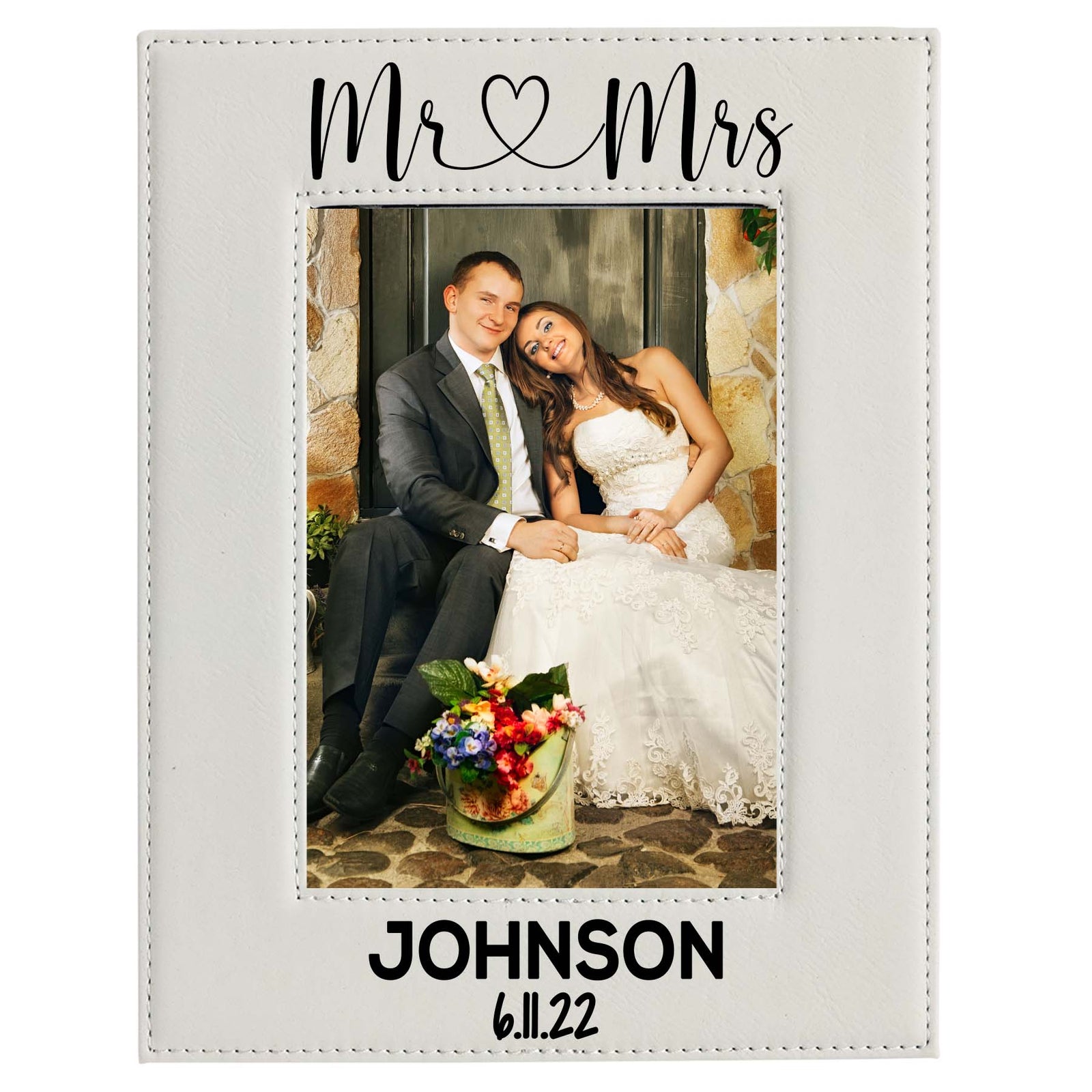 Mr & Mrs - Wedding Leatherette Picture Frame