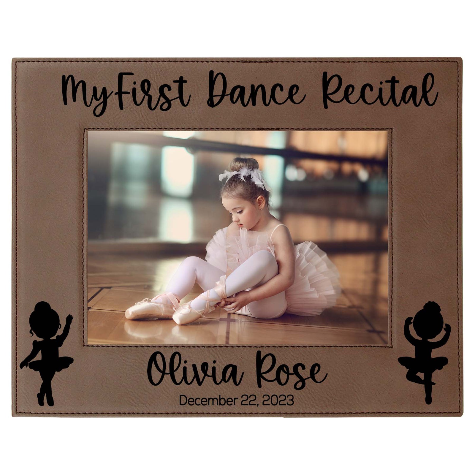 My First Dance Recital Personalized Engraved Dark Brown Leatherette Picture Frame - Sunny Box