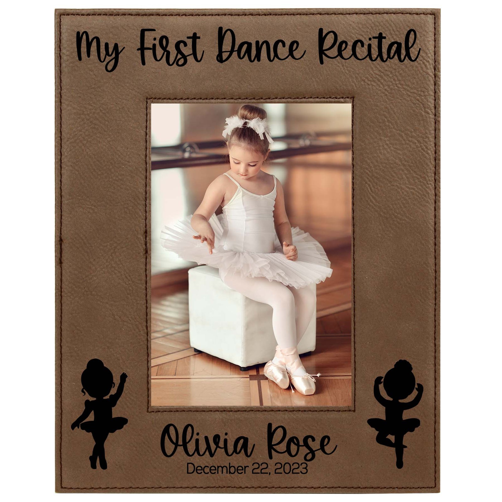 My First Dance Recital Personalized Engraved Dark Brown Leatherette Picture Frame - Sunny Box