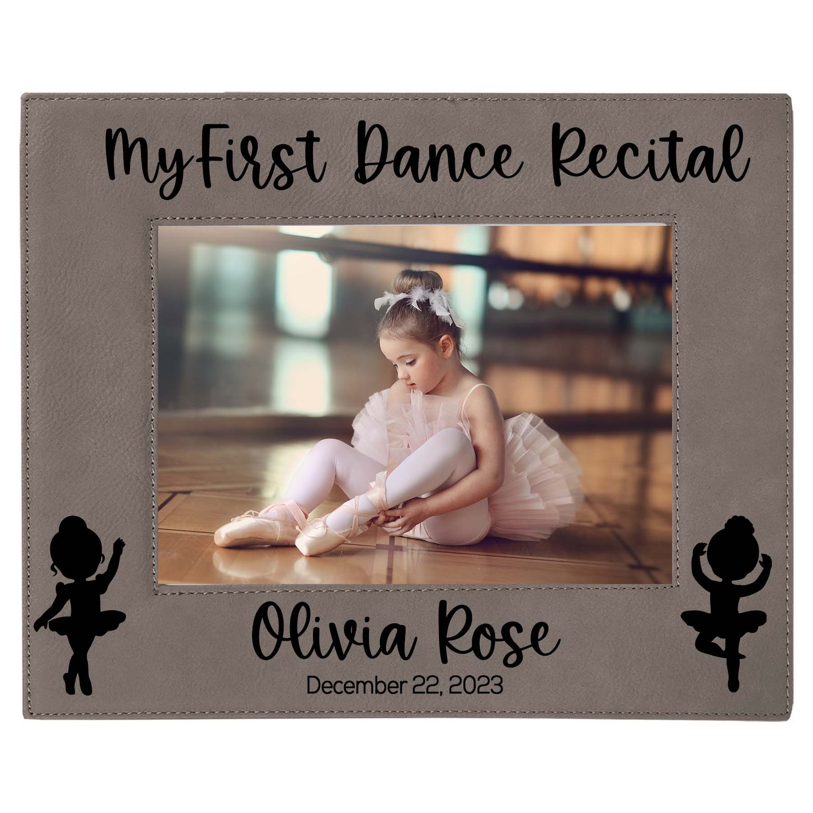 My First Dance Recital Personalized Engraved Gray Leatherette Picture Frame - Sunny Box