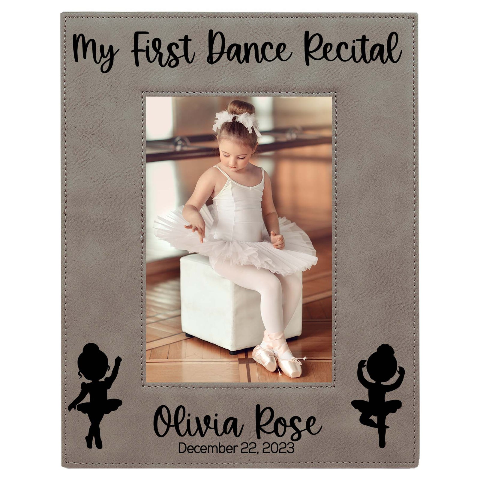 My First Dance Recital Personalized Engraved Gray Leatherette Picture Frame - Sunny Box