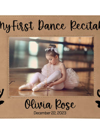My First Dance Recital Personalized Engraved Light Brown Leatherette Picture Frame - Sunny Box