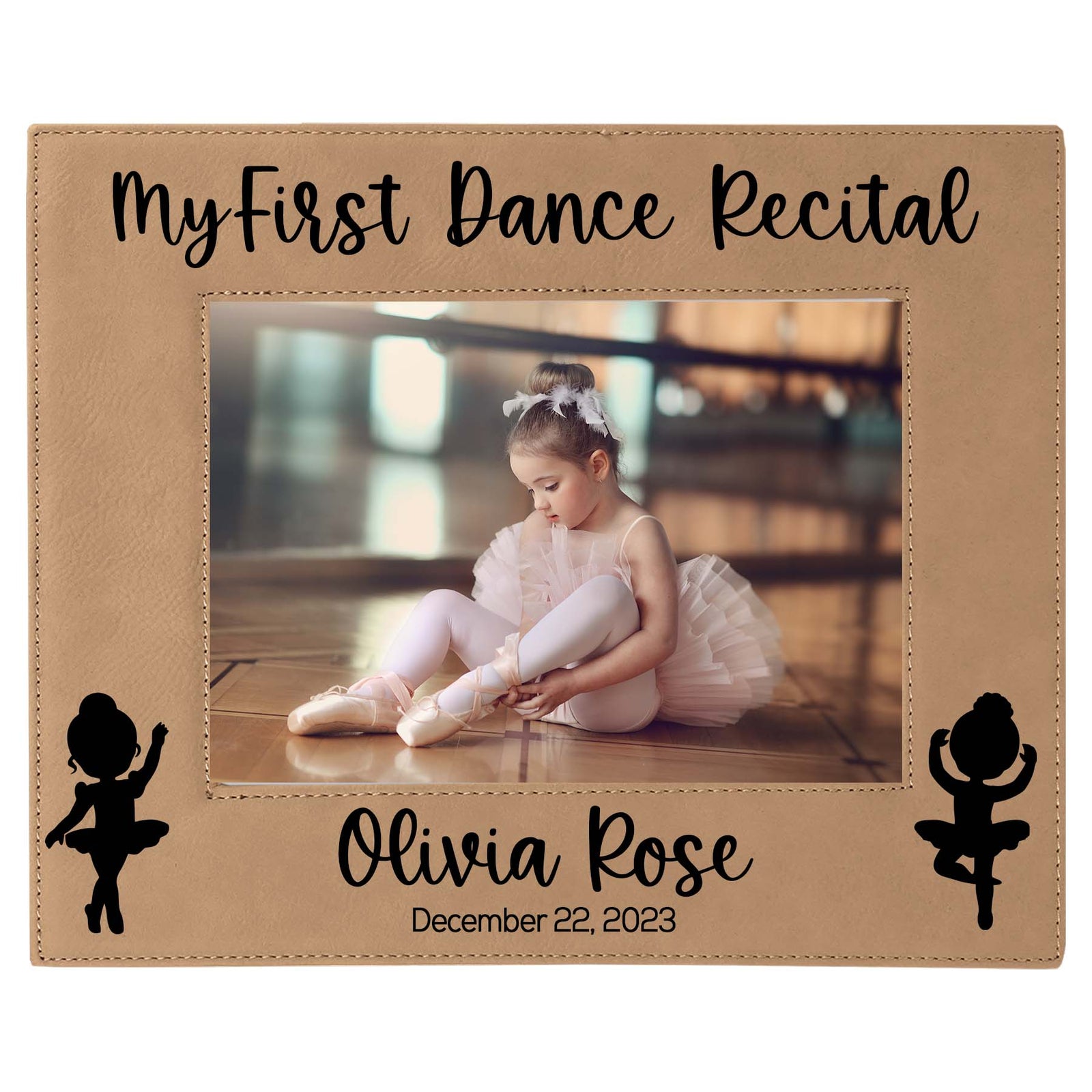 My First Dance Recital Personalized Engraved Light Brown Leatherette Picture Frame - Sunny Box