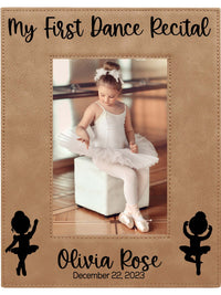 My First Dance Recital Personalized Engraved Light Brown Leatherette Picture Frame - Sunny Box