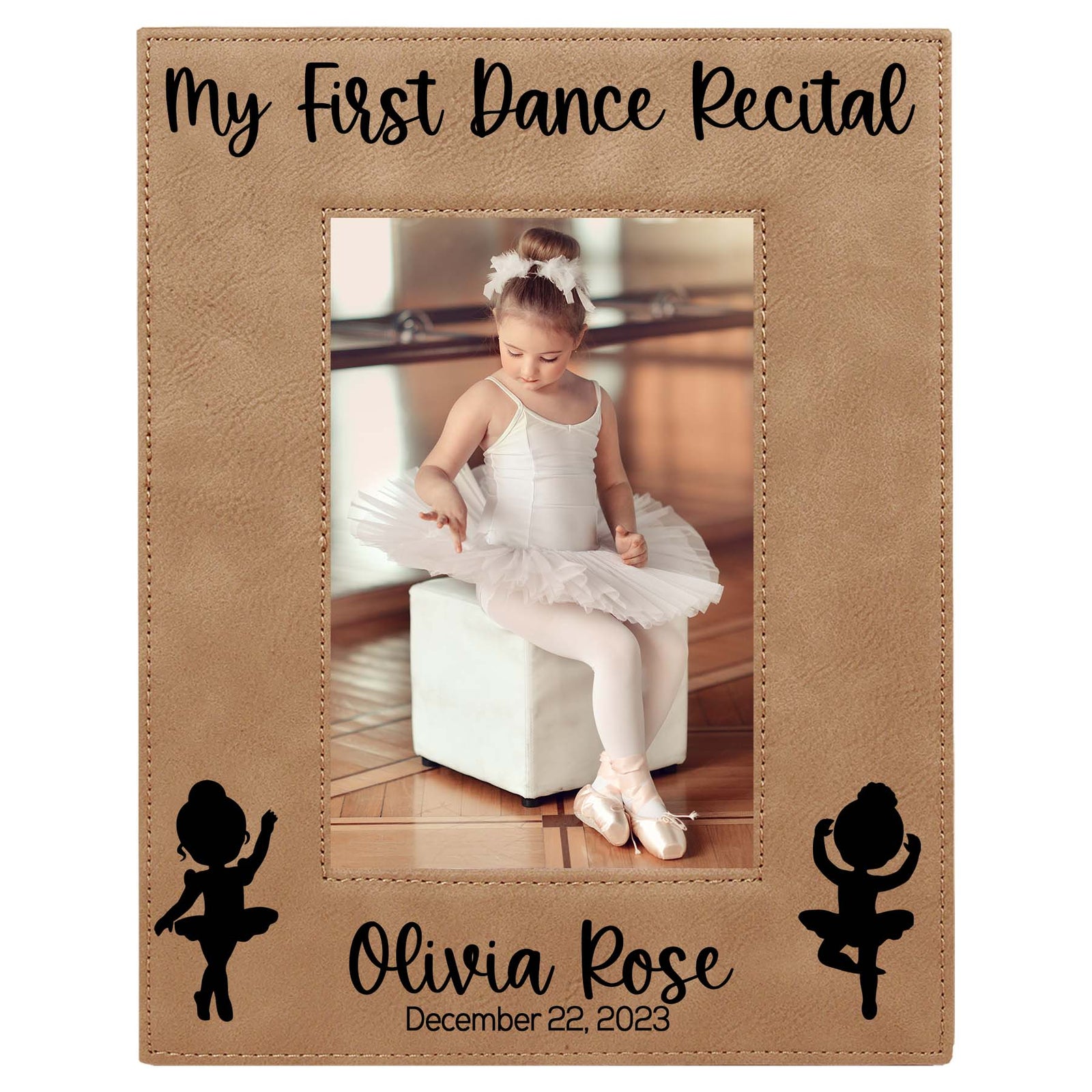 My First Dance Recital Personalized Engraved Light Brown Leatherette Picture Frame - Sunny Box
