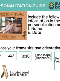 My First Dance Recital Personalized Engraved Alder Wood Picture Frame by Sunny Box