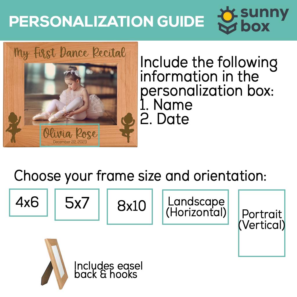 My First Dance Recital Personalized Engraved Alder Wood Picture Frame by Sunny Box