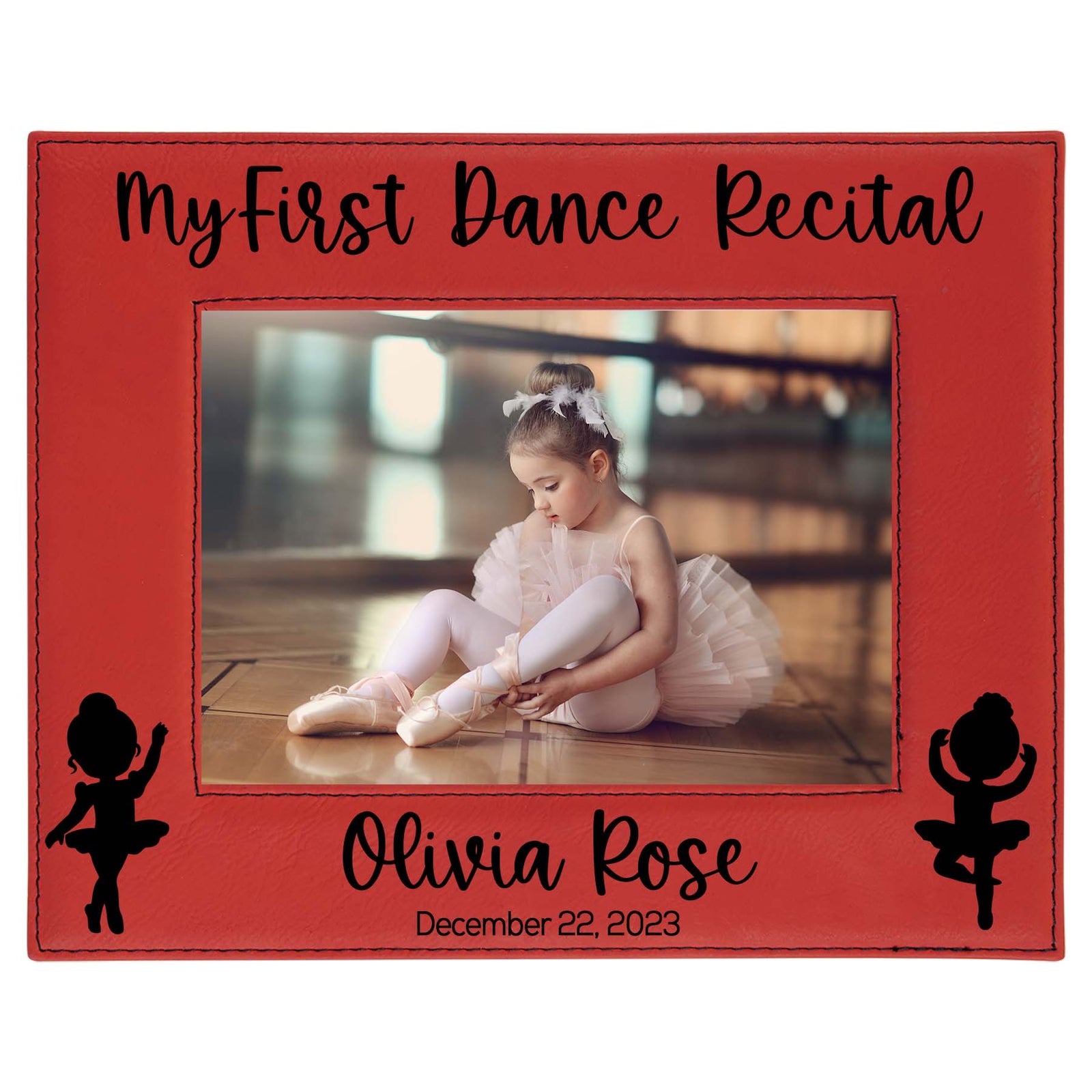 My First Dance Recital Personalized Engraved Red Leatherette Picture Frame - Sunny Box