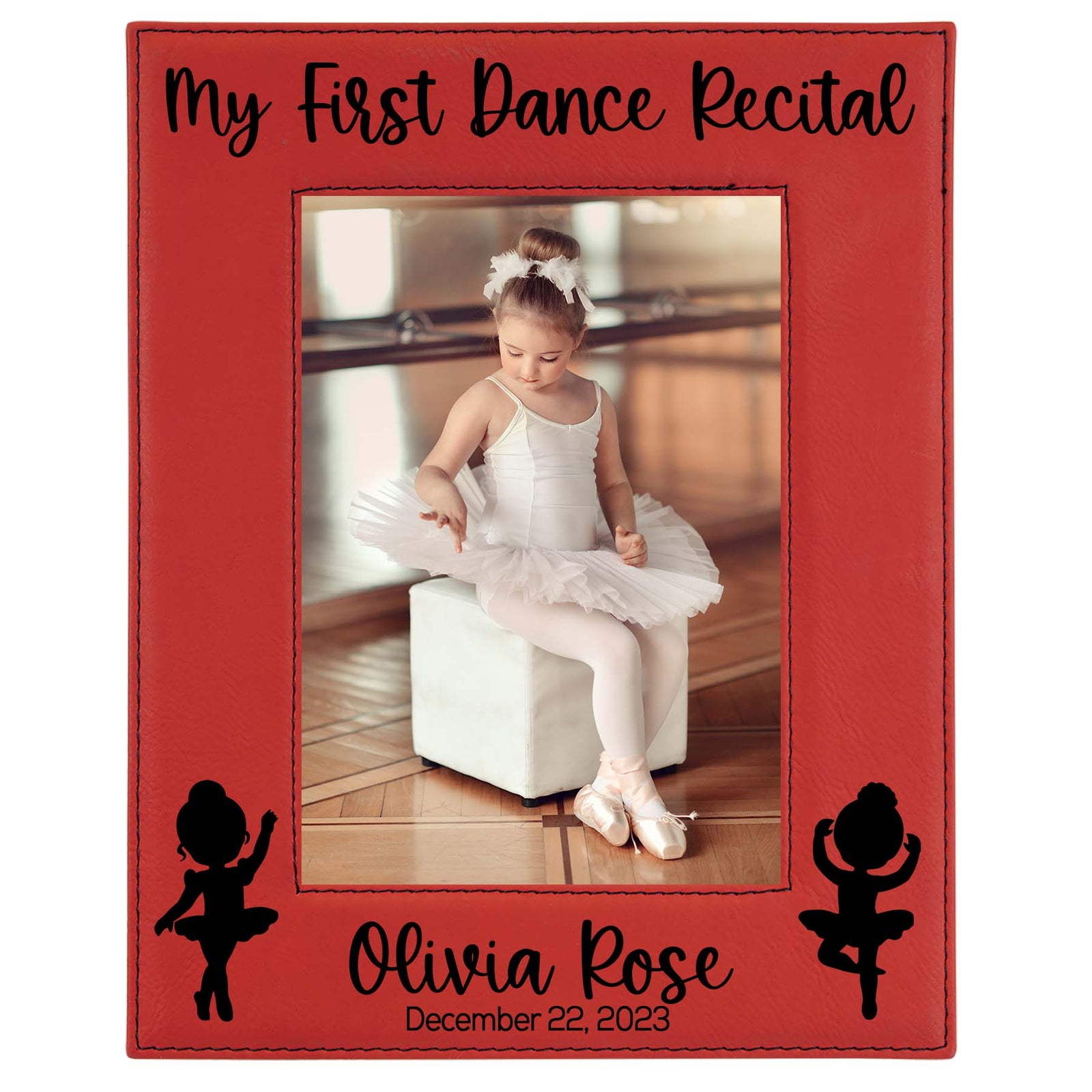 My First Dance Recital Personalized Engraved Red Leatherette Picture Frame - Sunny Box
