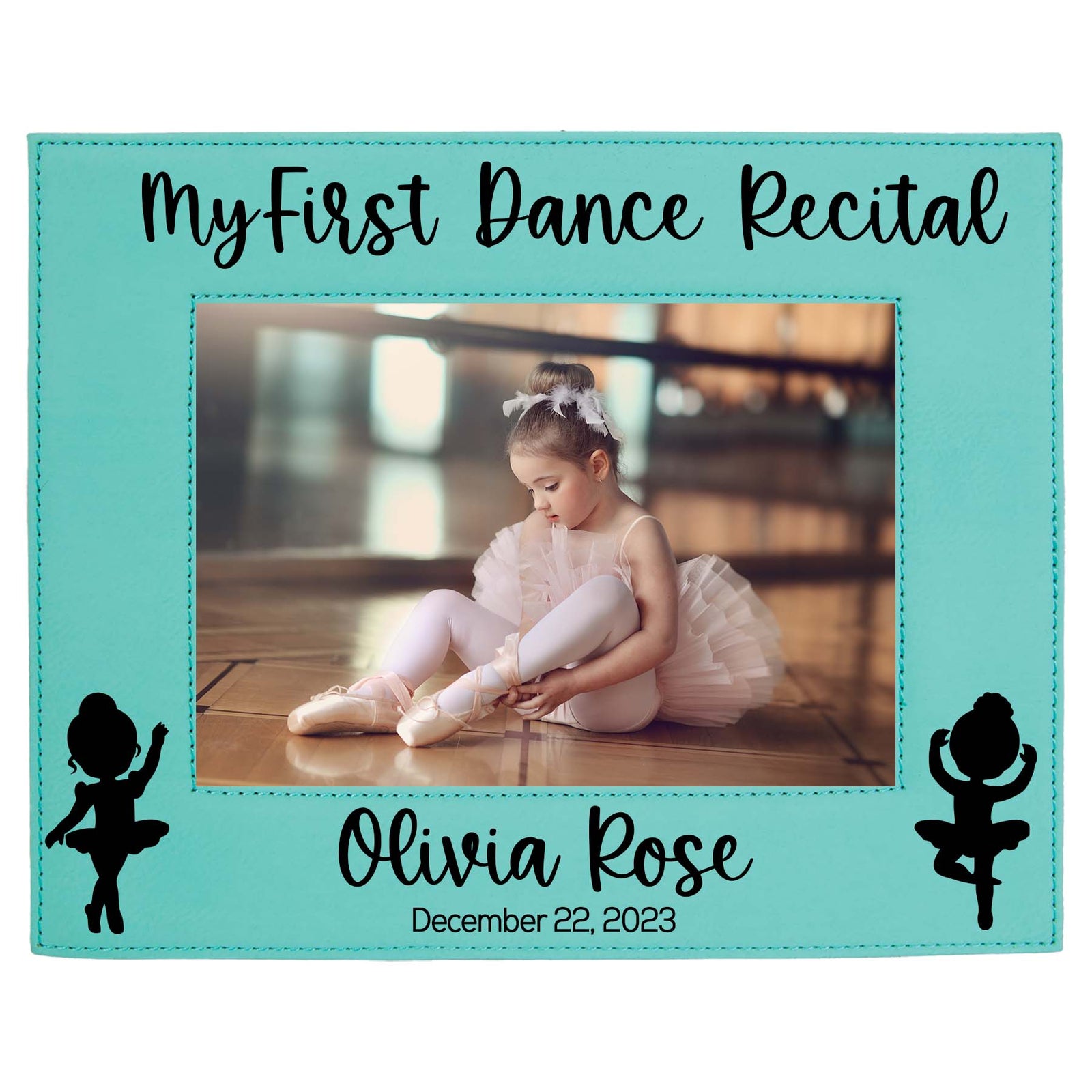 My First Dance Recital Personalized Engraved Teal Leatherette Picture Frame - Sunny Box