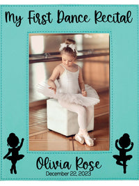 My First Dance Recital Personalized Engraved Teal Leatherette Picture Frame - Sunny Box