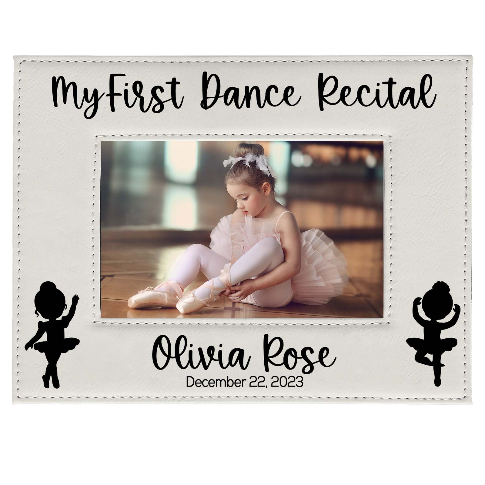 My First Dance Recital Personalized Engraved White Leatherette Picture Frame - Sunny Box