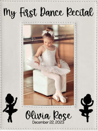 My First Dance Recital Personalized Engraved White Leatherette Picture Frame - Sunny Box