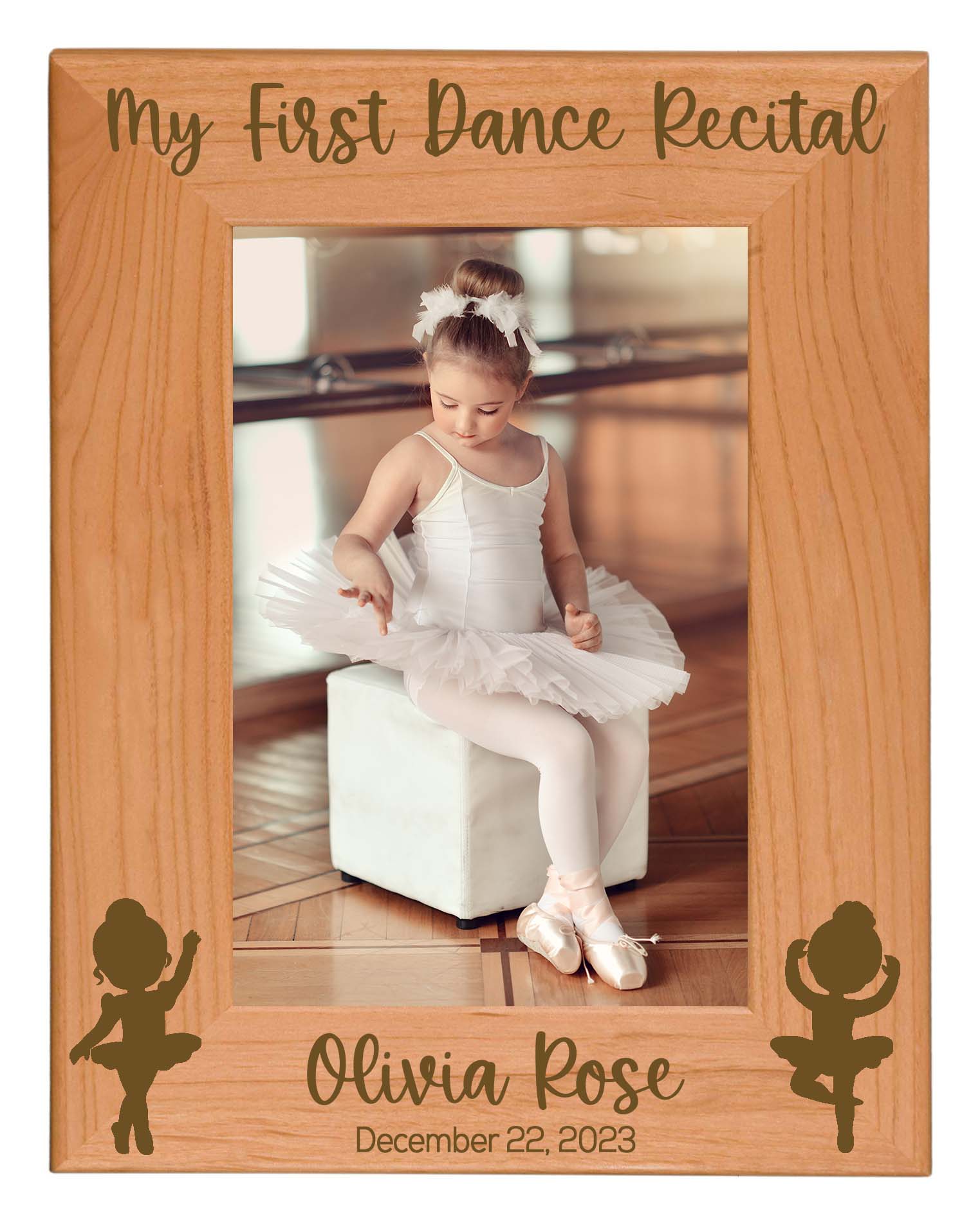 My First Dance Recital Personalized Engraved Alder Wood Picture Frame by Sunny Box