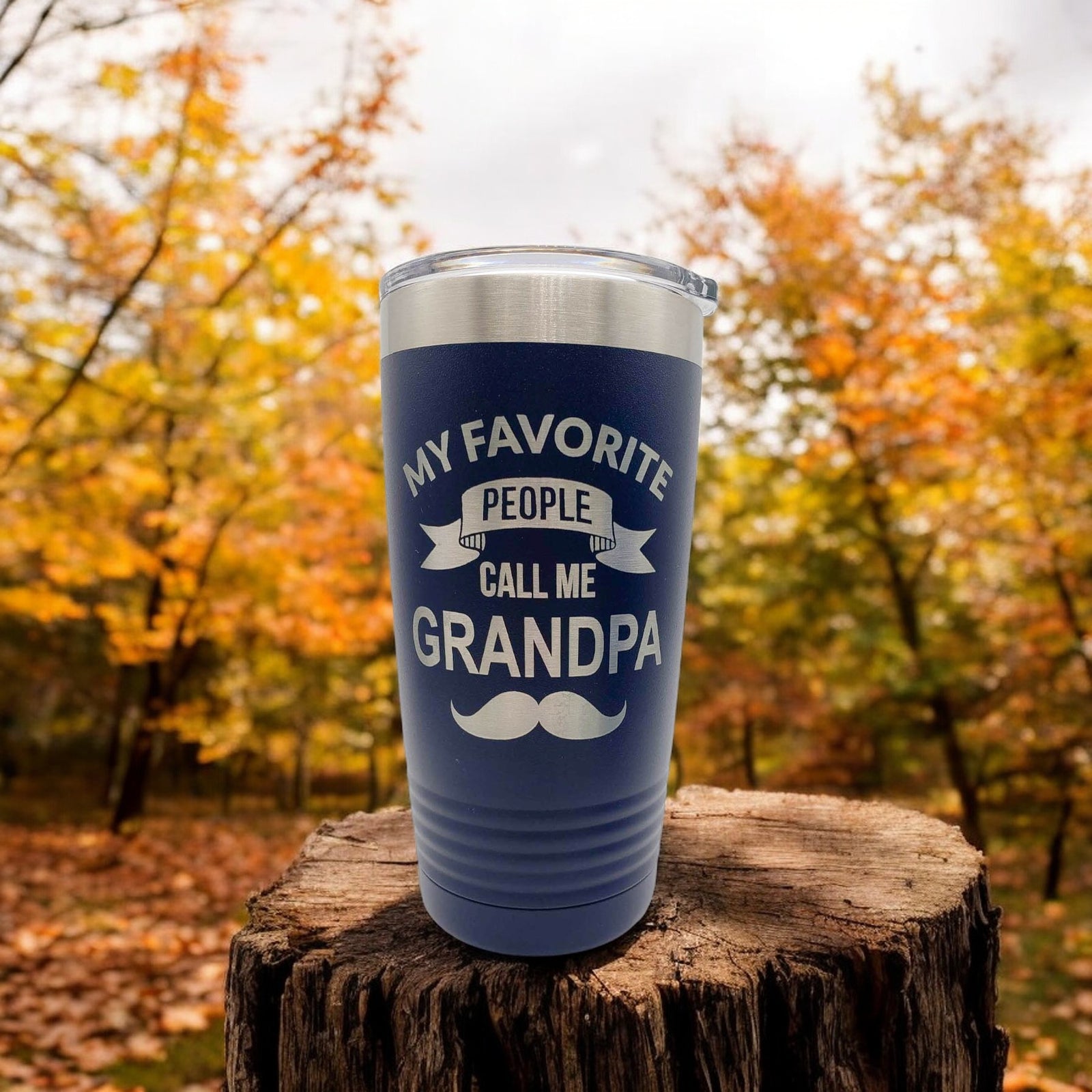 My Favorite People Call Me Grandpa Mustache Engraved Polar Camel Tumbler