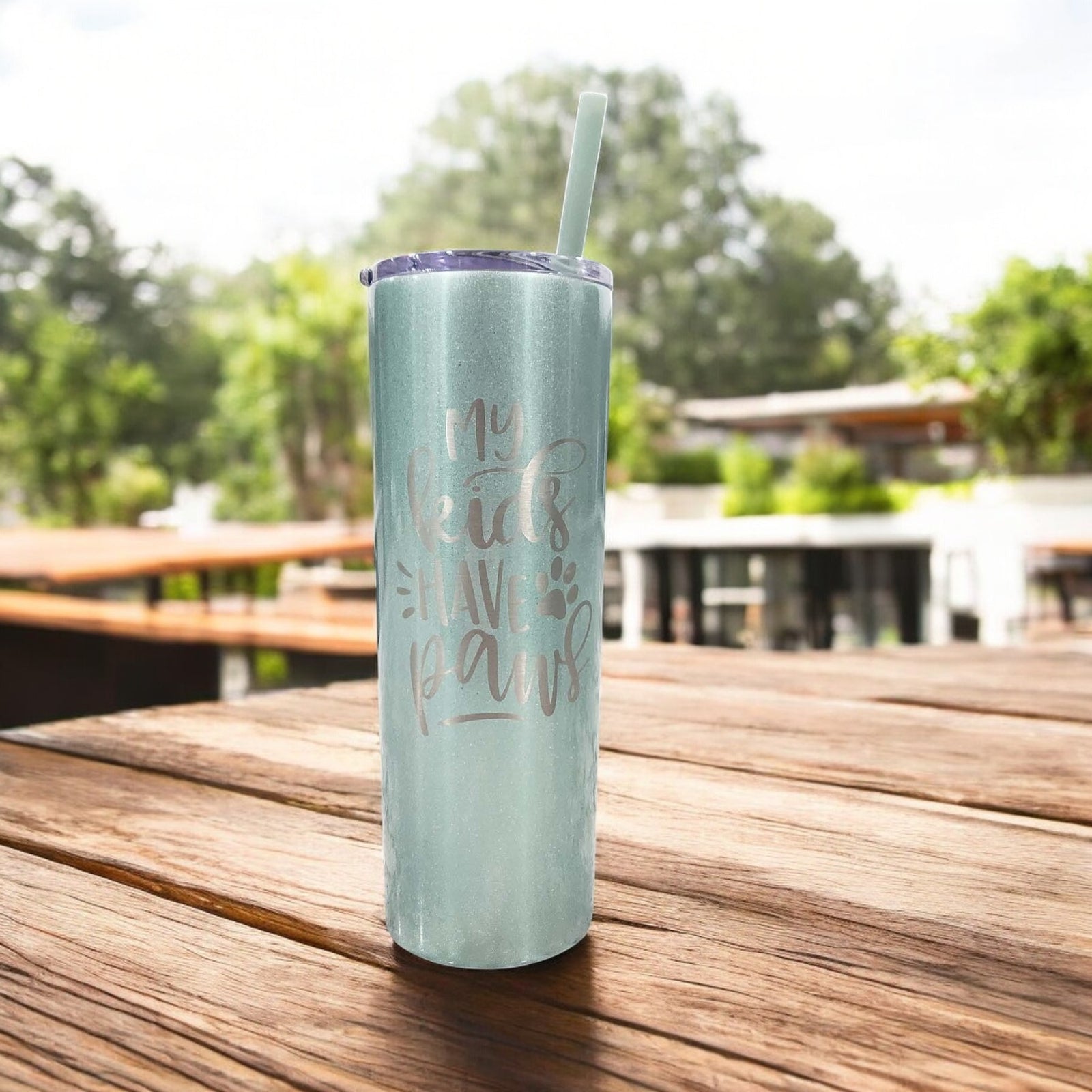 My Kids Have Paws -  Engraved 20oz Skinny Tumbler