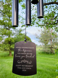 Never Underestimate the difference made personalized retirement wind chime by Sunny Box