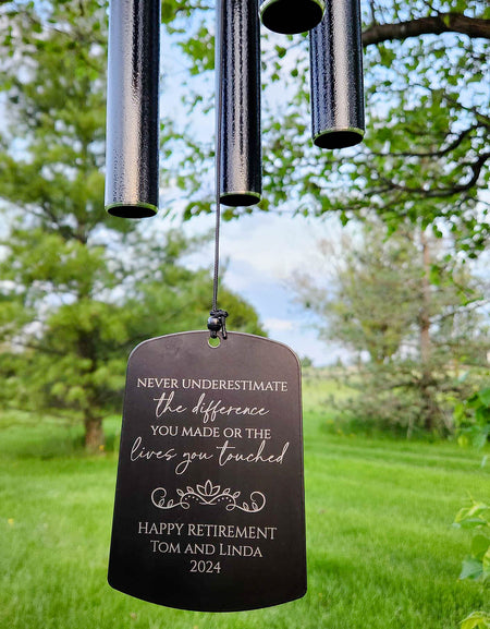 Never Underestimate the difference made personalized retirement wind chime by Sunny Box
