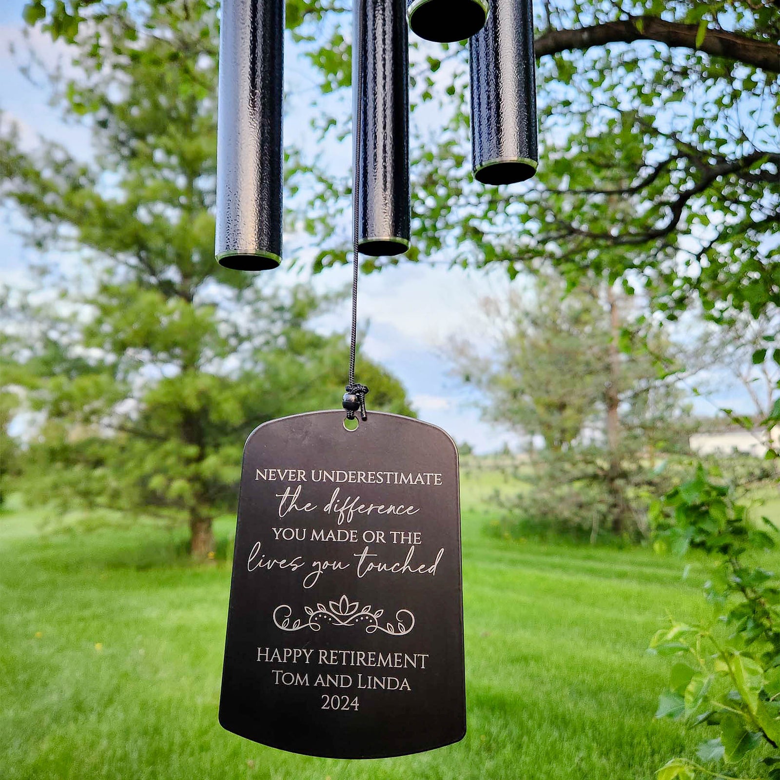 Never Underestimate the difference made personalized retirement wind chime by Sunny Box