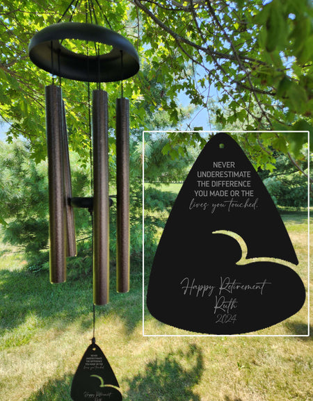 Never Underestimate the difference made personalized retirement wind chime by Sunny Box