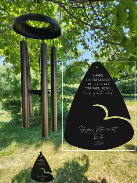 Never Underestimate the difference made personalized retirement wind chime by Sunny Box