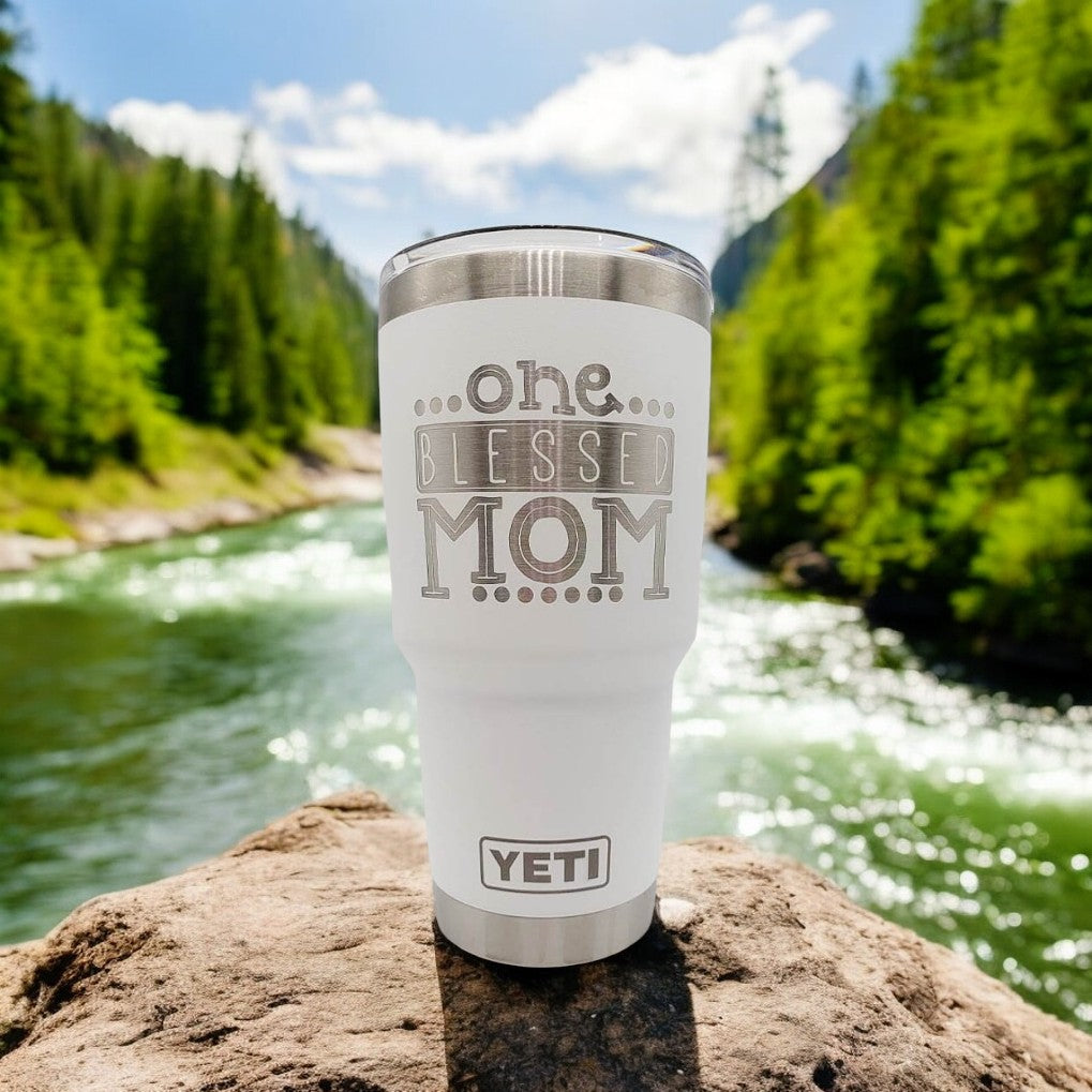 One Blessed Mom Engraved YETI Tumbler