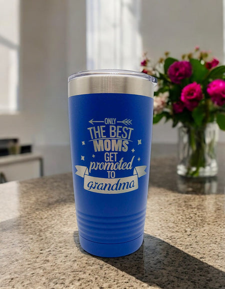 Only the Best Moms Get Promoted to Grandma - Engraved 20oz Polar Camel Blue
