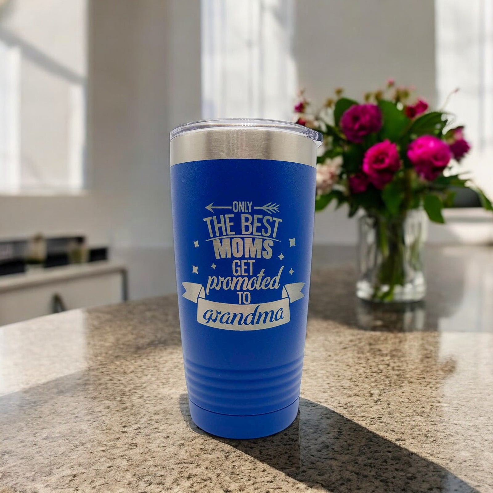 Only the Best Moms Get Promoted to Grandma - Engraved 20oz Polar Camel Blue