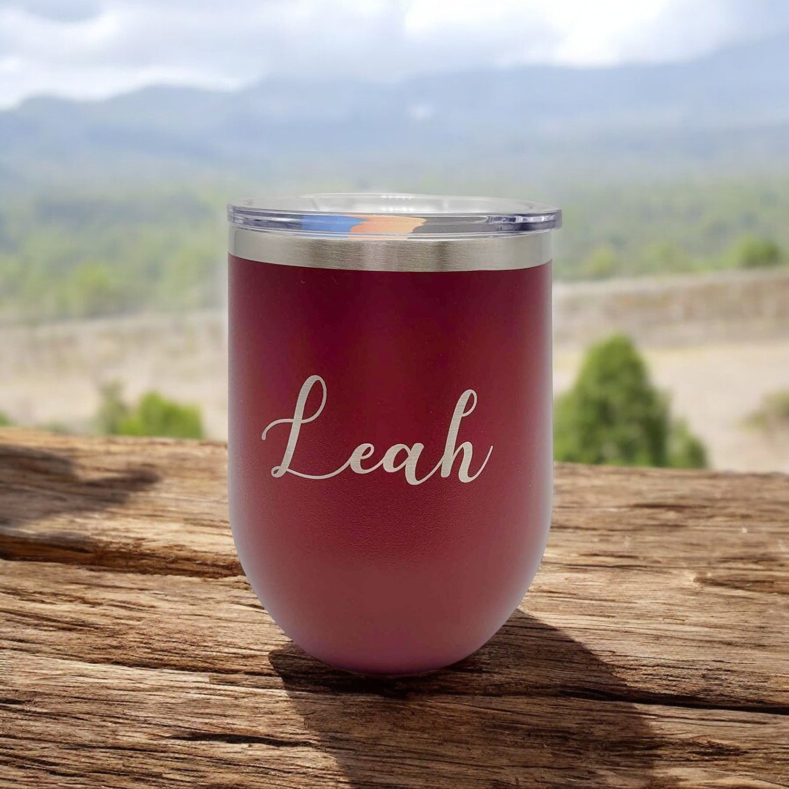 Personalized Engraved 12oz Maroon Wine Tumbler by Sunny Box