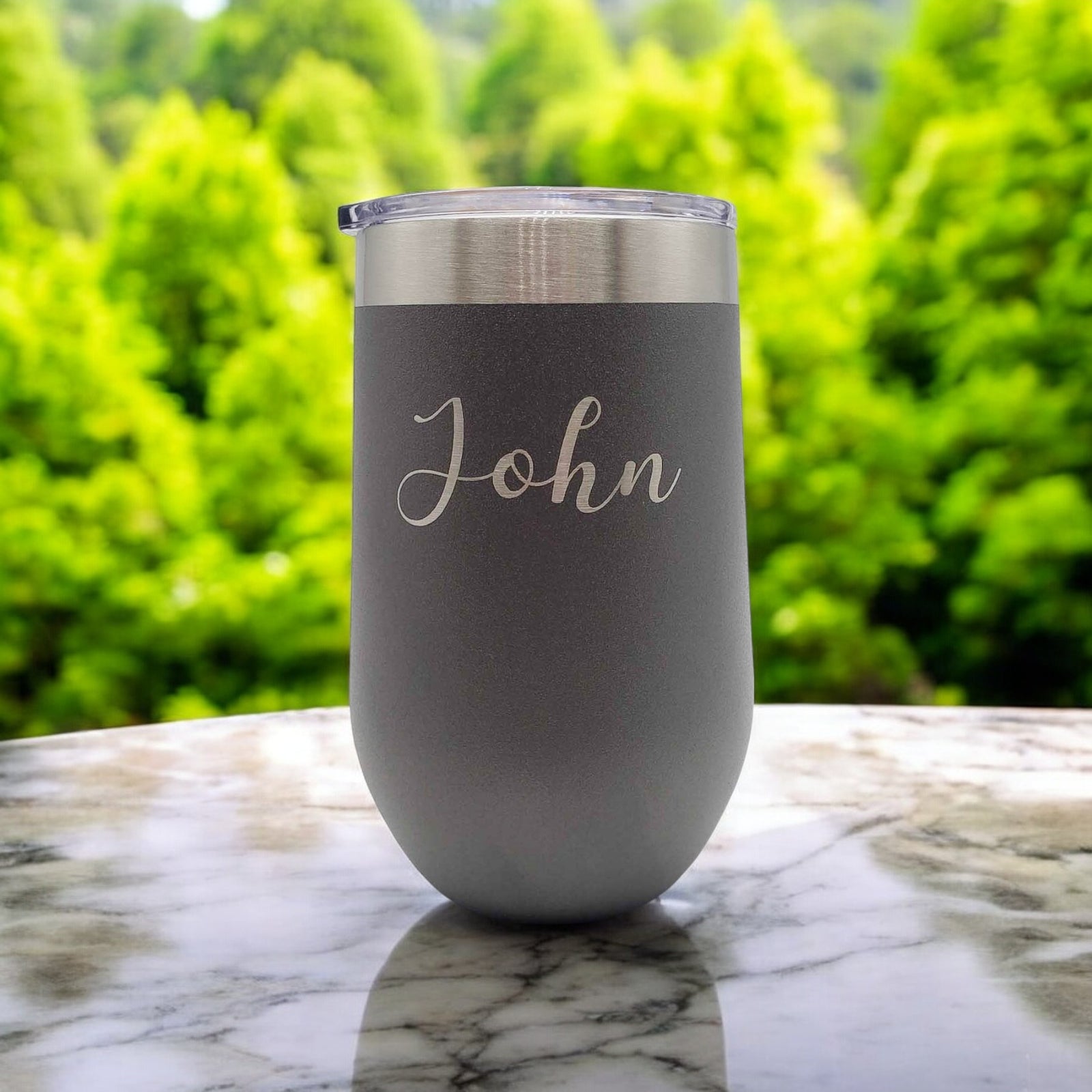 Personalized Engraved 16oz Gray Wine Tumbler by Sunny Box