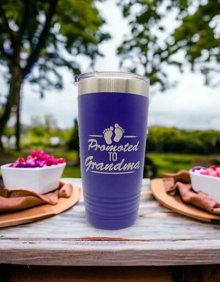 Promoted to Grandma Engraved 20oz Purple Tumbler by Sunny Box