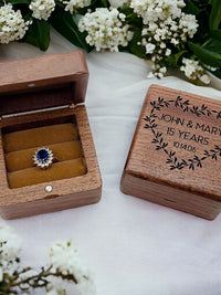 Personalized Engraved Walnut Wood Ring Box - Sunny Box