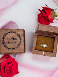Personalized Engraved Walnut Wood Ring Box - Sunny Box
