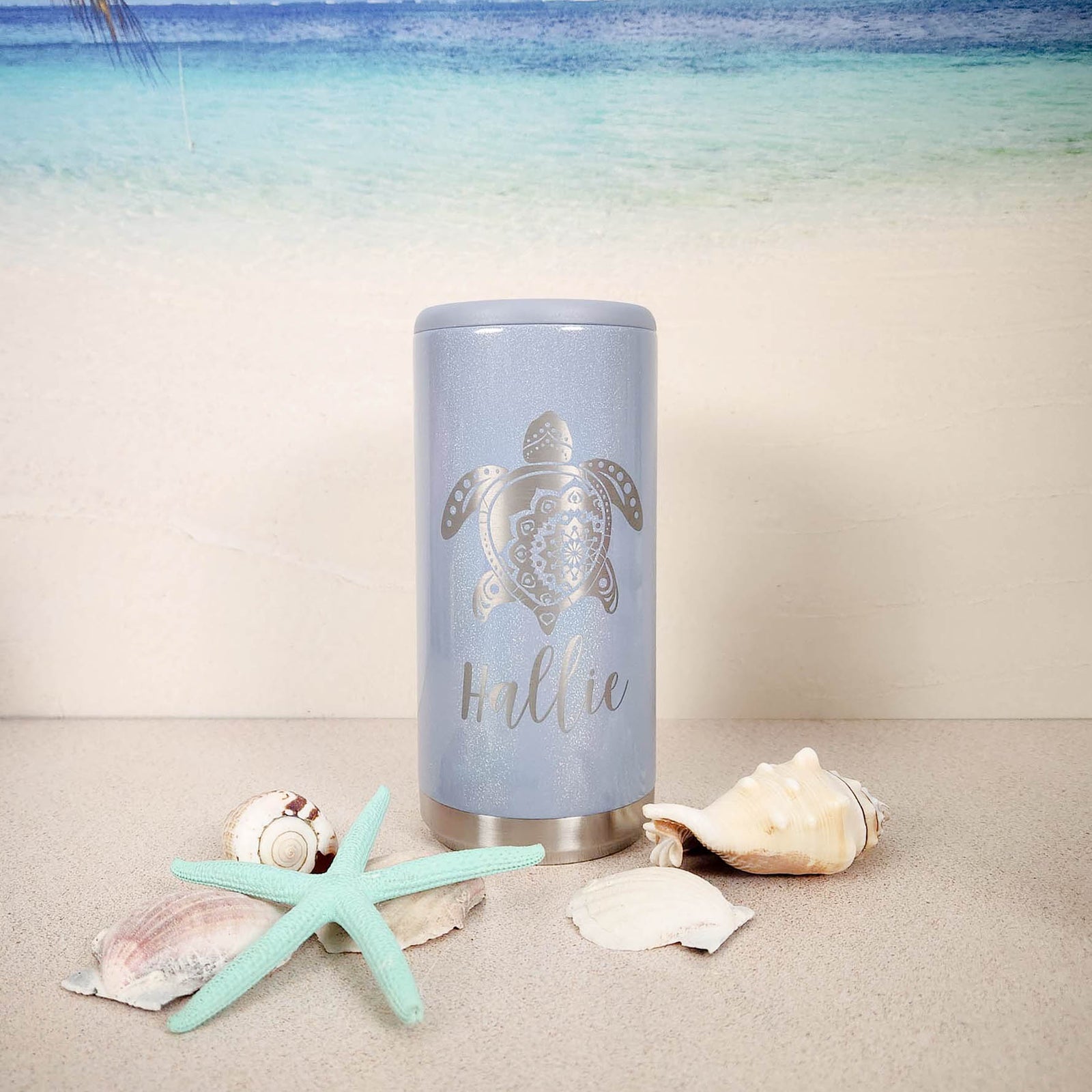 Sea Turtle Engraved Can Cooler