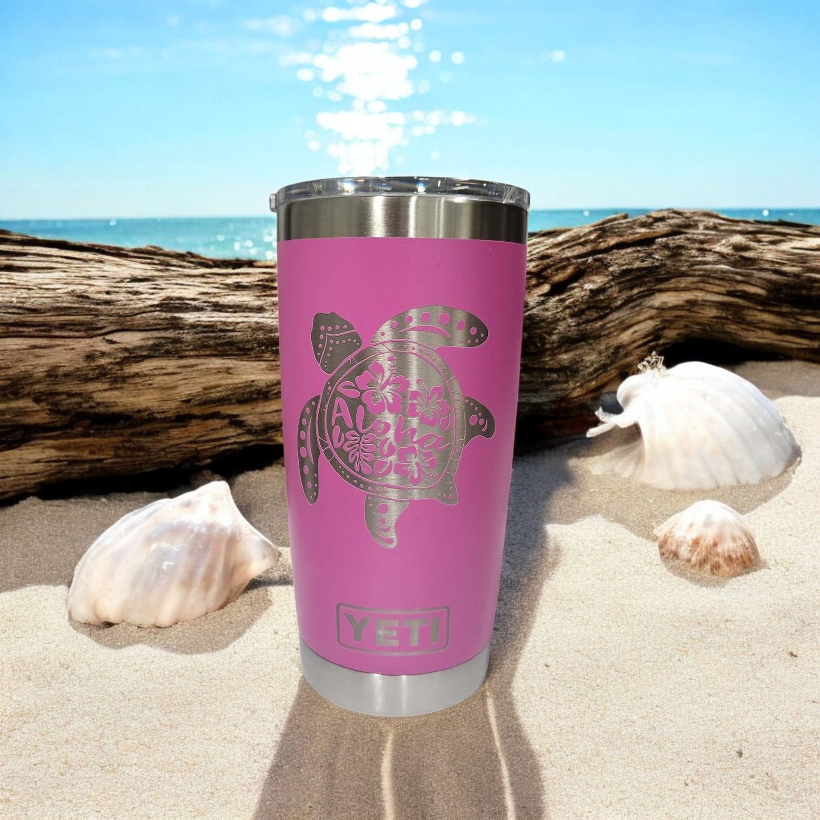 Sea Turtle Aloha Mandala Custom Engraved YETI Tumbler – Sunny Box