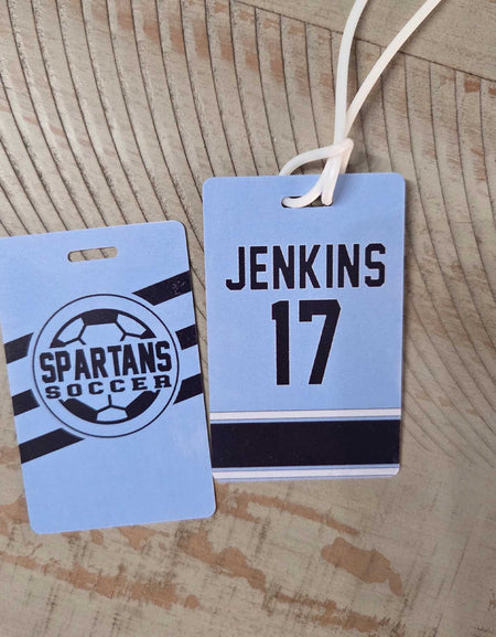 Soccer Team Logo Sports Bag Tag Stripes