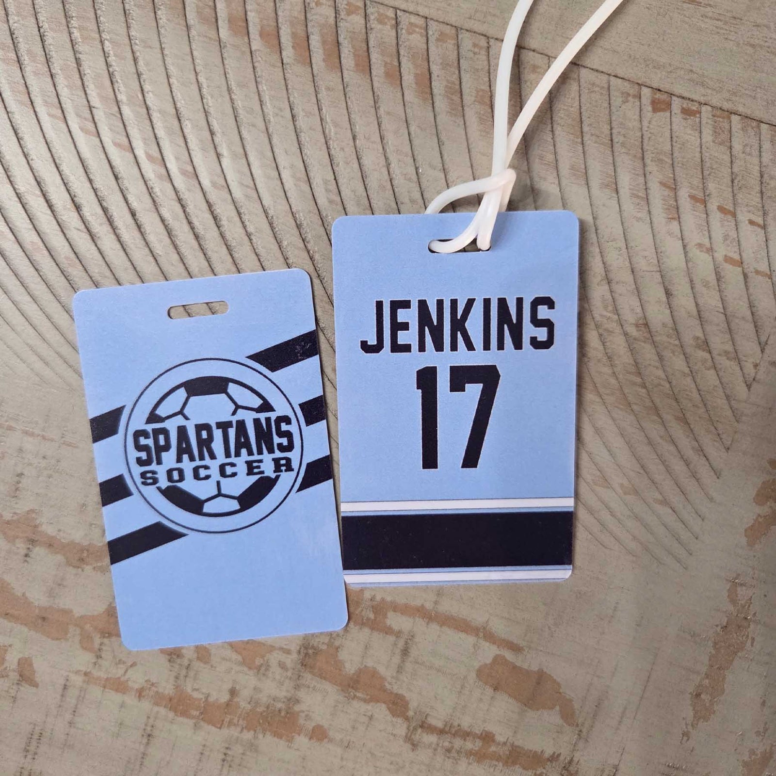 Soccer Team Logo Sports Bag Tag Stripes