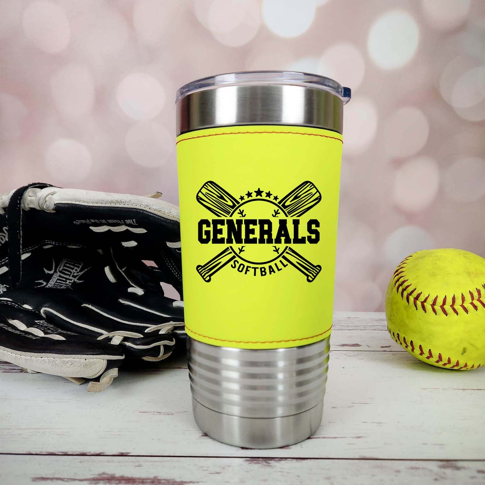 Softball School Mascot - Engraved Leatherette Tumbler