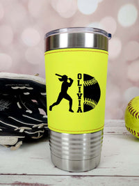 Softball School Mascot - Engraved Leatherette Tumbler