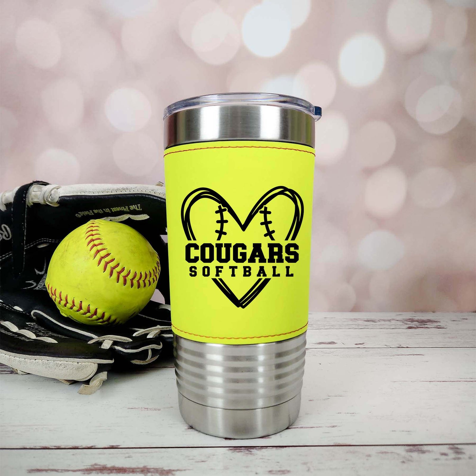 Softball School Mascot - Engraved Leatherette Tumbler