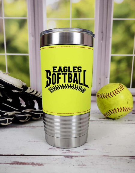 Softball School Mascot - Engraved Leatherette Tumbler