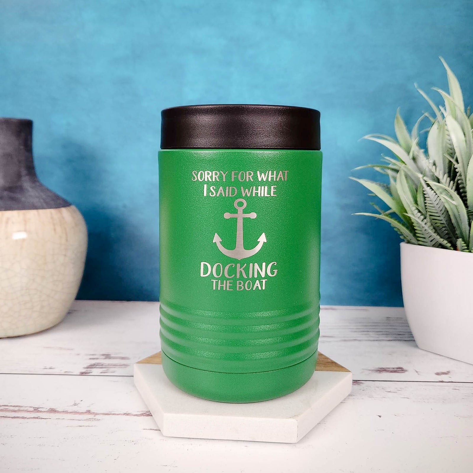 Sorry for What I Said While Docking the Boat - Polar Camel Can Cooler Green by Sunny Box