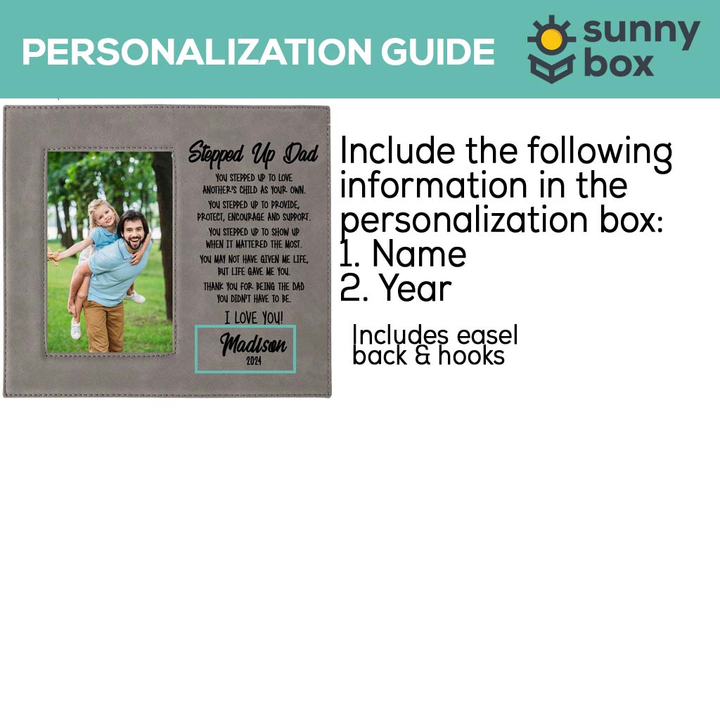 Stepped Up Dad Leatherette Wide Picture Frame