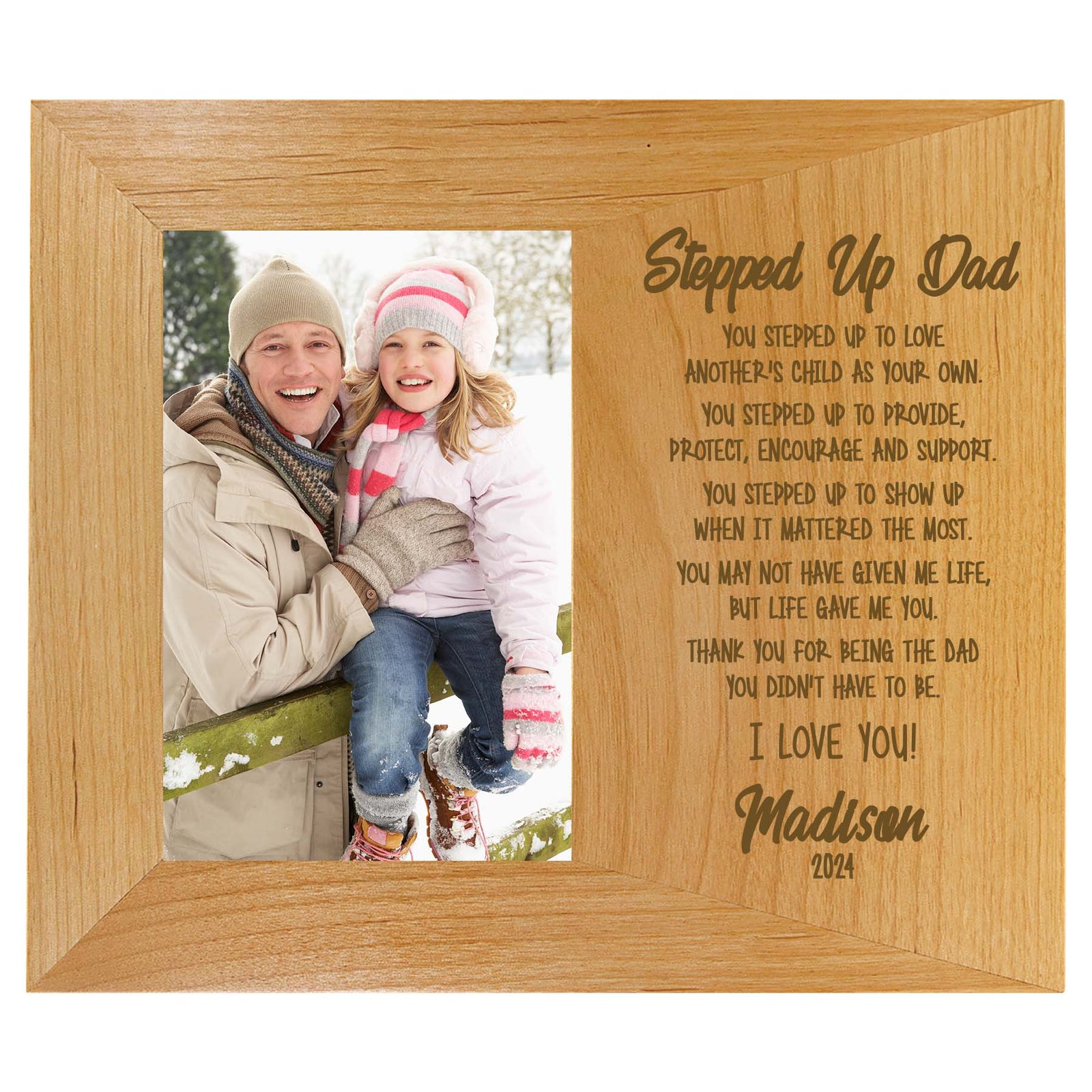 Stepped Up Dad Wood Wide Picture Frame